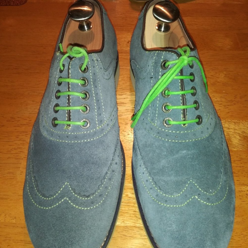 Lt. Blue Nubuck Johnston & Murphy Wingtips. Size: (8M)